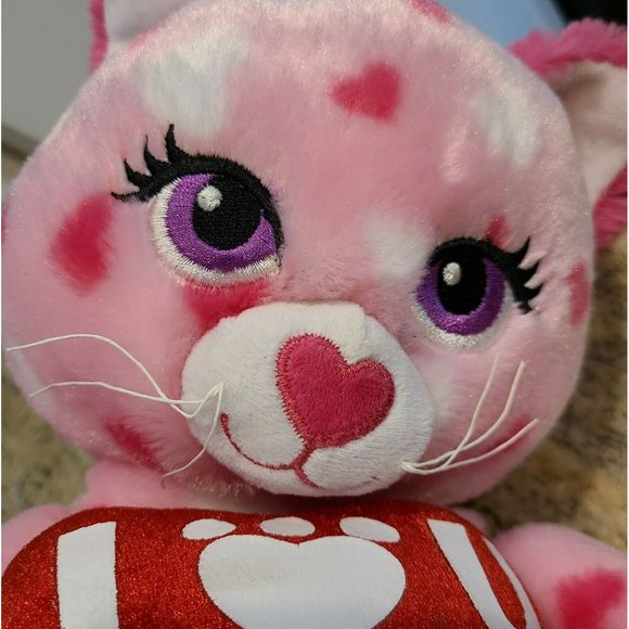 Build a Bear Huggable Hearts Pink Kitty Plush Toy Valentine’s I Love You Heart - Picture 5 of 12